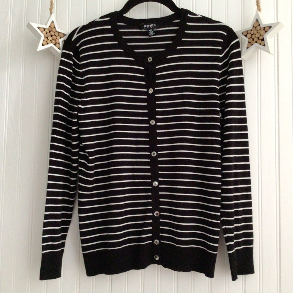 Jones🐬New York Black and White Striped Cardigan